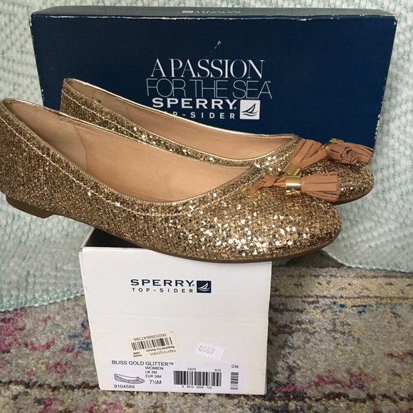 SOLD ☀️ Sperry Gold Glitter Ballet flats - Picture 3 of 8